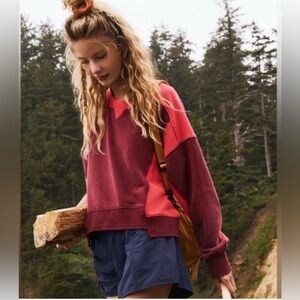 Free People Red and Burgundy Sweatshirt